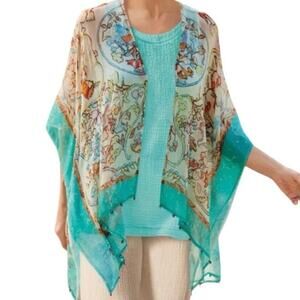 Soft Surroundings Women’s Eloise Floral Open Front Kimono Size S/M